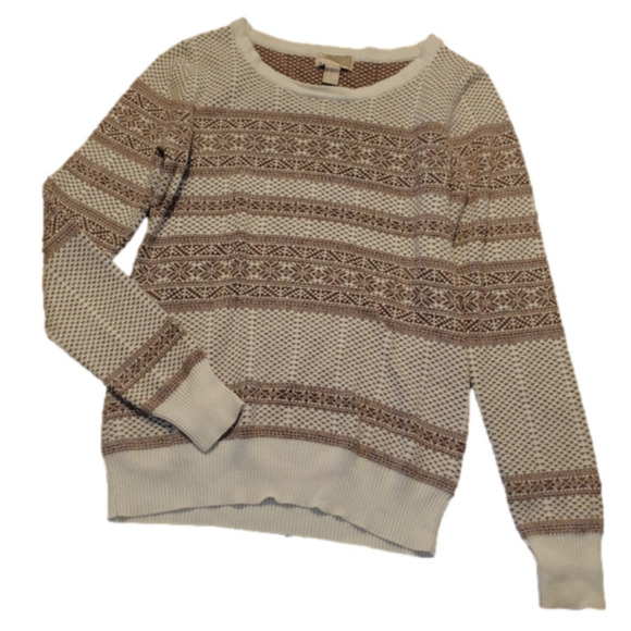 Tan Brown Striped Crew Neck Sweater - XS - Picture 1 of 9